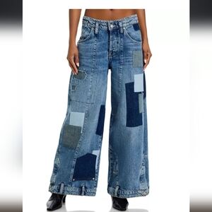 Head Over Heels Blue Patchwork Flare Jeans